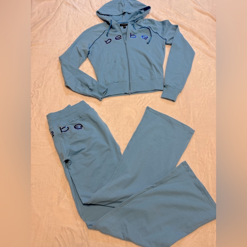 bebe Light Blue Hoodie & Sweatpants Set